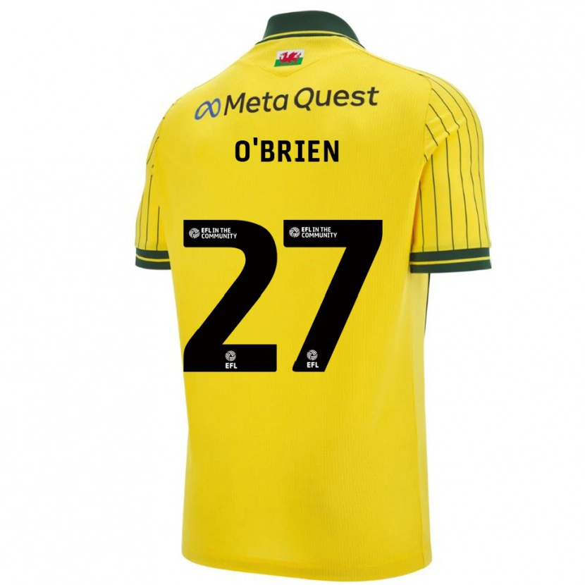 Danxen Homme Maillot Lewis O'brien #27 Jaune Vert Tenues Extérieur 2025/26 T-Shirt