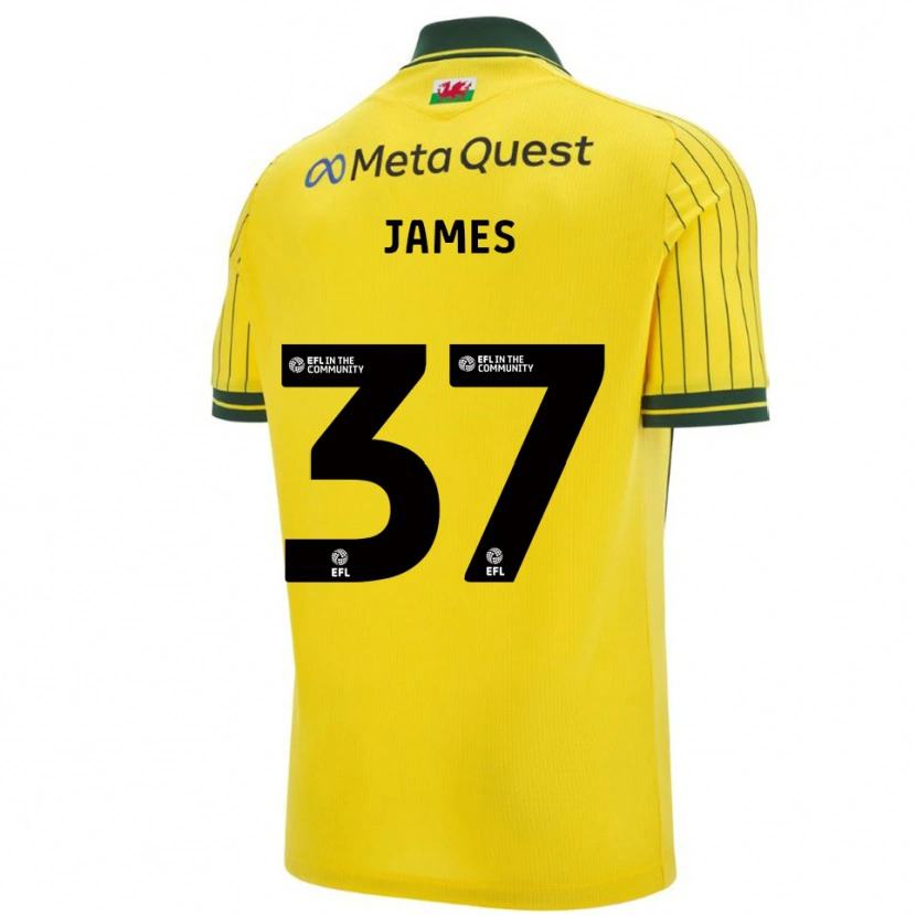 Danxen Homme Maillot Matty James #37 Jaune Vert Tenues Extérieur 2025/26 T-Shirt