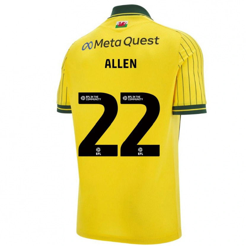 Danxen Homme Maillot Keren Allen #22 Jaune Vert Tenues Extérieur 2025/26 T-Shirt