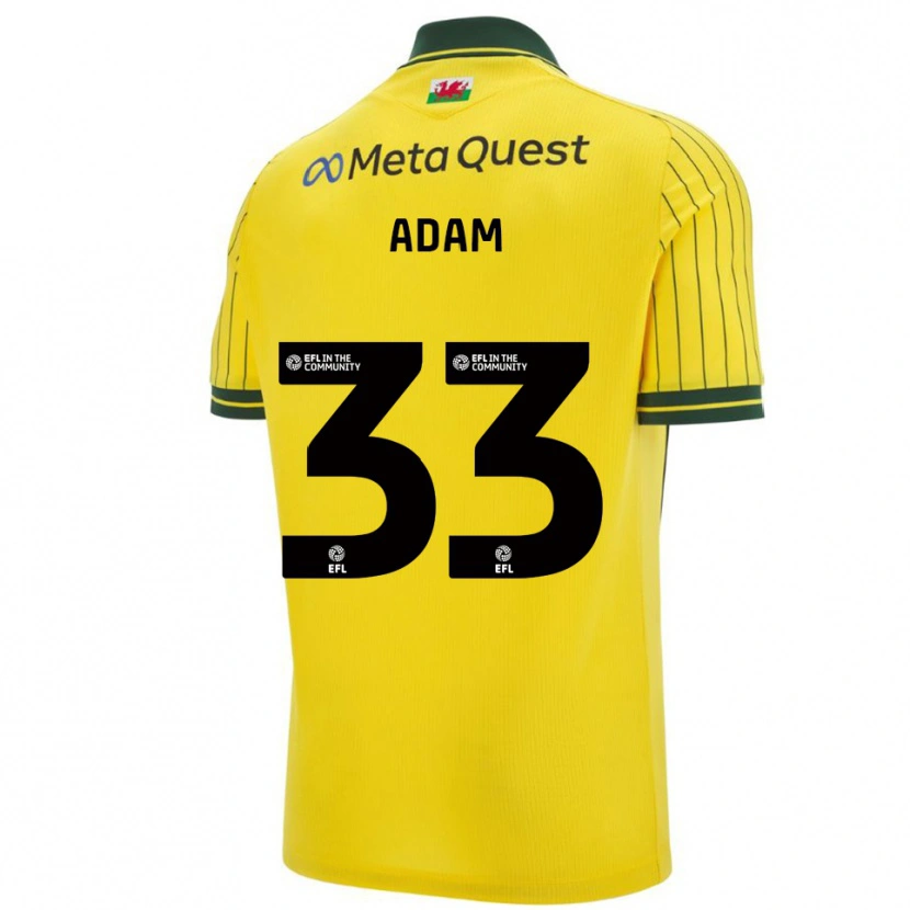 Danxen Homme Maillot Josh Adam #33 Jaune Vert Tenues Extérieur 2025/26 T-Shirt