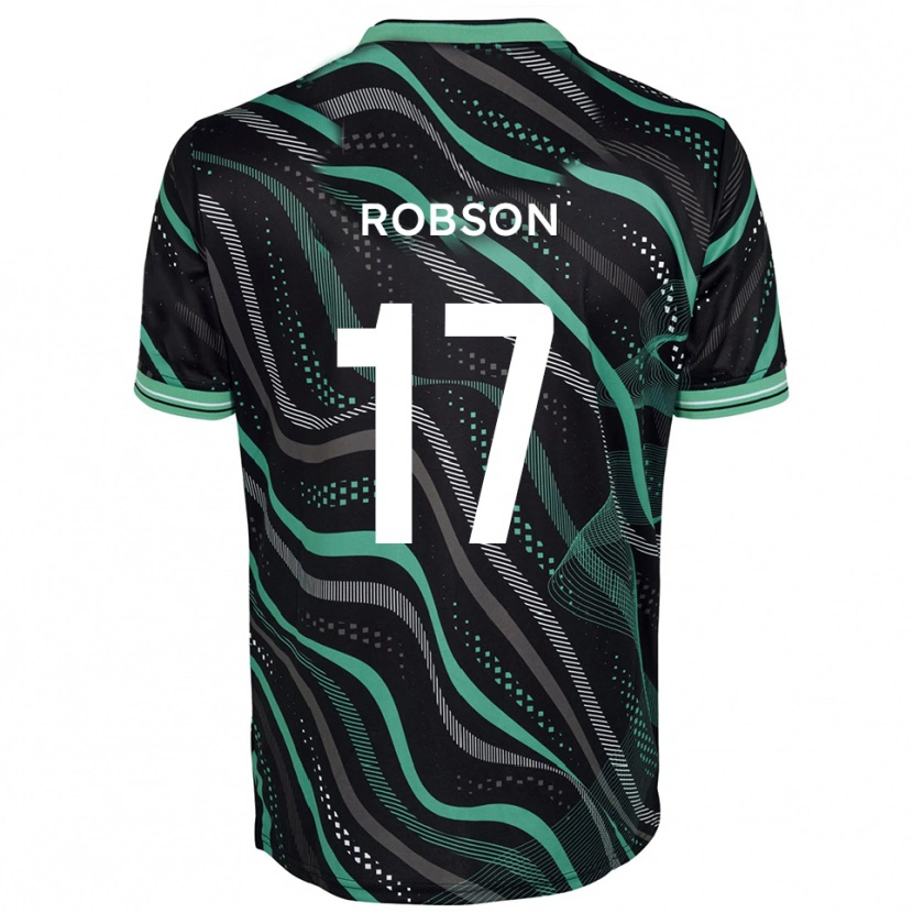 Danxen Homme Maillot Ethan Robson #17 Noir Vert Tenues Extérieur 2025/26 T-Shirt