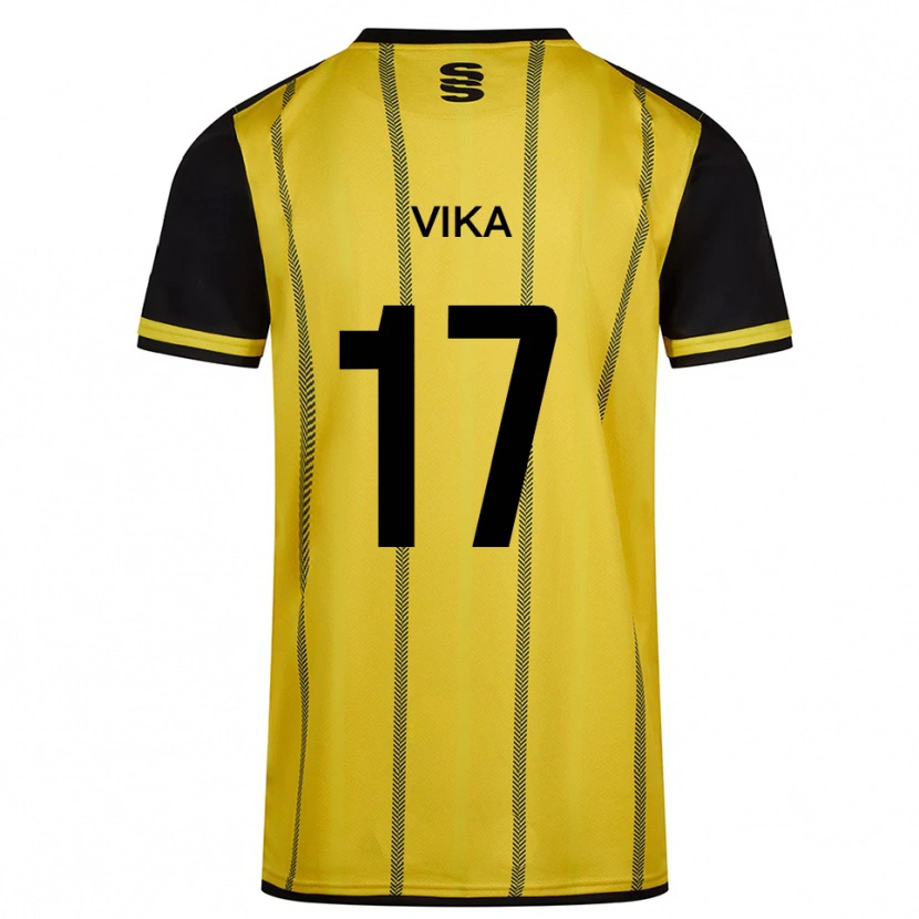 Danxen Homme Maillot Destin Vika #17 Jaune Noir Tenues Extérieur 2025/26 T-Shirt