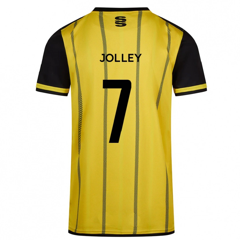 Danxen Homme Maillot Charlie Jolley #7 Jaune Noir Tenues Extérieur 2025/26 T-Shirt