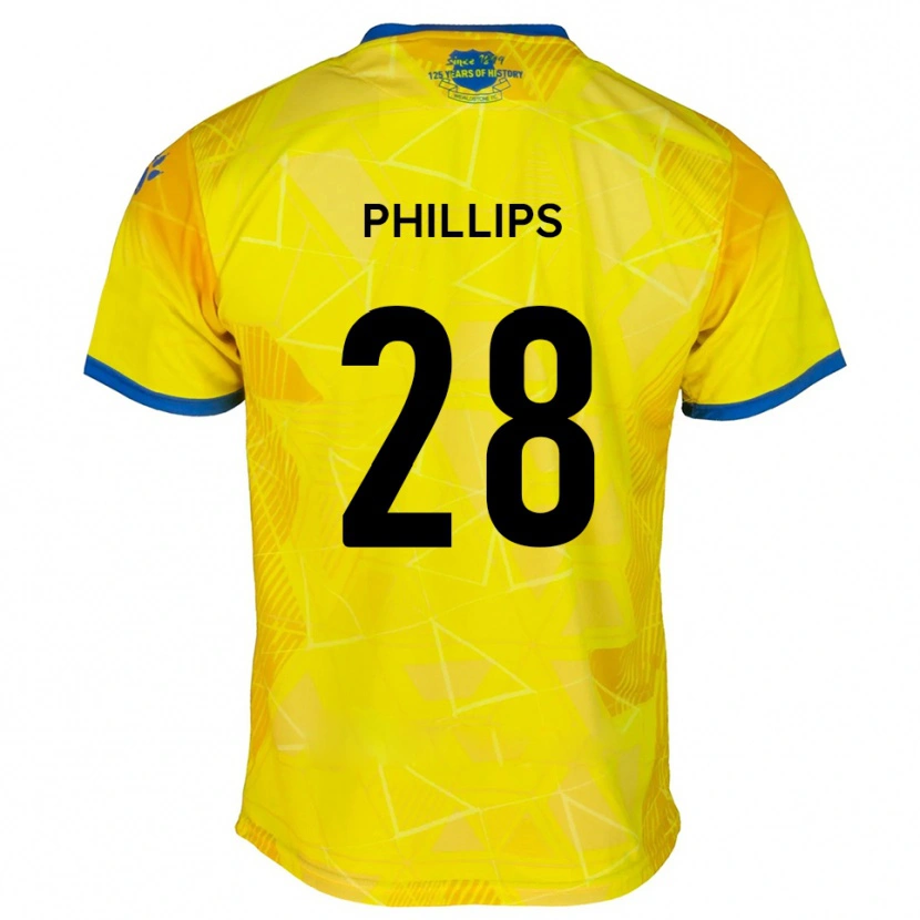 Danxen Homme Maillot Declan Phillips #28 Jaune Bleu Tenues Extérieur 2025/26 T-Shirt