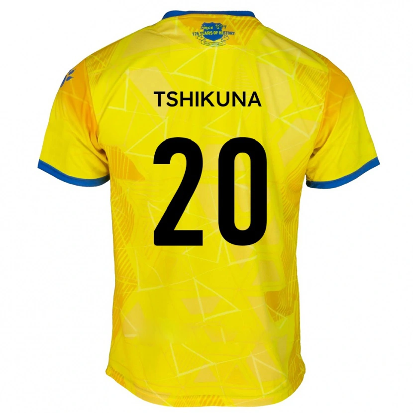 Danxen Homme Maillot Nathan Tshikuna #20 Jaune Bleu Tenues Extérieur 2025/26 T-Shirt