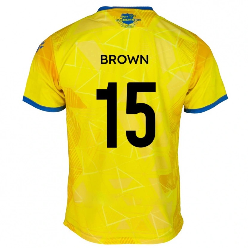 Danxen Homme Maillot Jed Brown #15 Jaune Bleu Tenues Extérieur 2025/26 T-Shirt