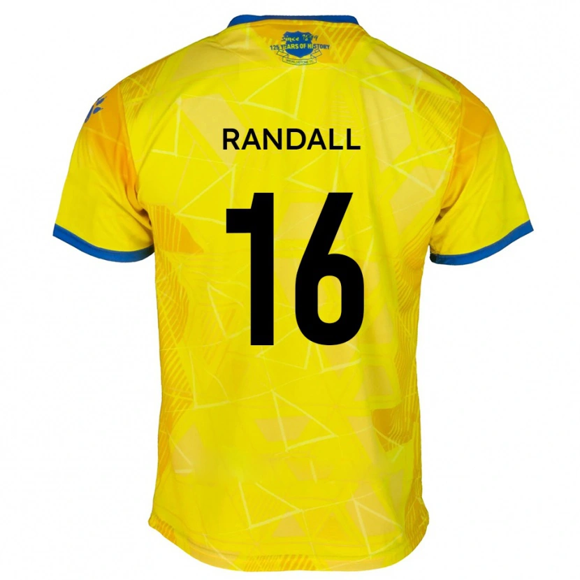 Danxen Homme Maillot Will Randall #16 Jaune Bleu Tenues Extérieur 2025/26 T-Shirt