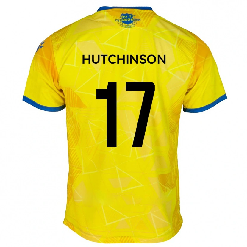Danxen Homme Maillot Dom Hutchinson #17 Jaune Bleu Tenues Extérieur 2025/26 T-Shirt