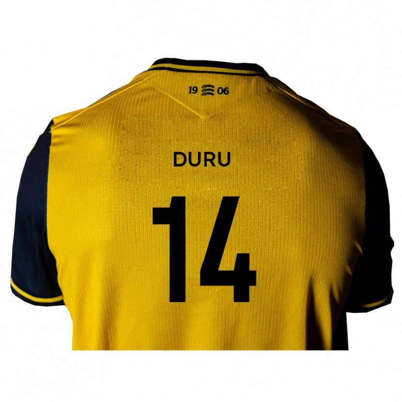 Danxen Homme Maillot Chinedu Duru #14 Jaune Noir Tenues Extérieur 2025/26 T-Shirt