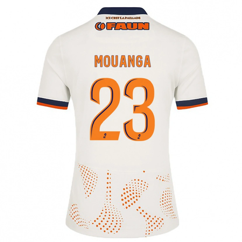 Danxen Homme Maillot Yaël Mouanga #23 Blanc Orange Tenues Extérieur 2025/26 T-Shirt