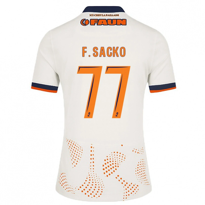 Danxen Homme Maillot Falaye Sacko #77 Blanc Orange Tenues Extérieur 2025/26 T-Shirt