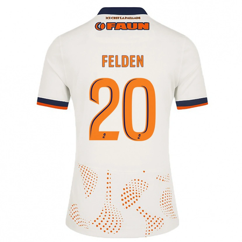 Danxen Homme Maillot Agathe Felden #20 Blanc Orange Tenues Extérieur 2025/26 T-Shirt