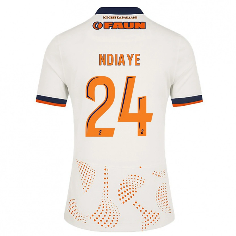 Danxen Homme Maillot Junior Ndiaye #24 Blanc Orange Tenues Extérieur 2025/26 T-Shirt