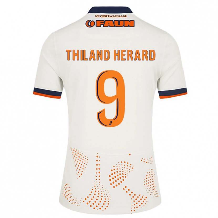 Danxen Homme Maillot Robin Thiland-Herard #9 Blanc Orange Tenues Extérieur 2025/26 T-Shirt