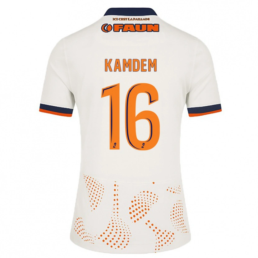 Danxen Homme Maillot Kevin Kamdem #16 Blanc Orange Tenues Extérieur 2025/26 T-Shirt