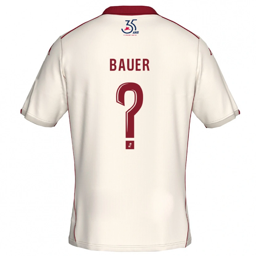 Danxen Homme Maillot Hugo Bauer #0 Blanc Bourgogne Tenues Extérieur 2025/26 T-Shirt