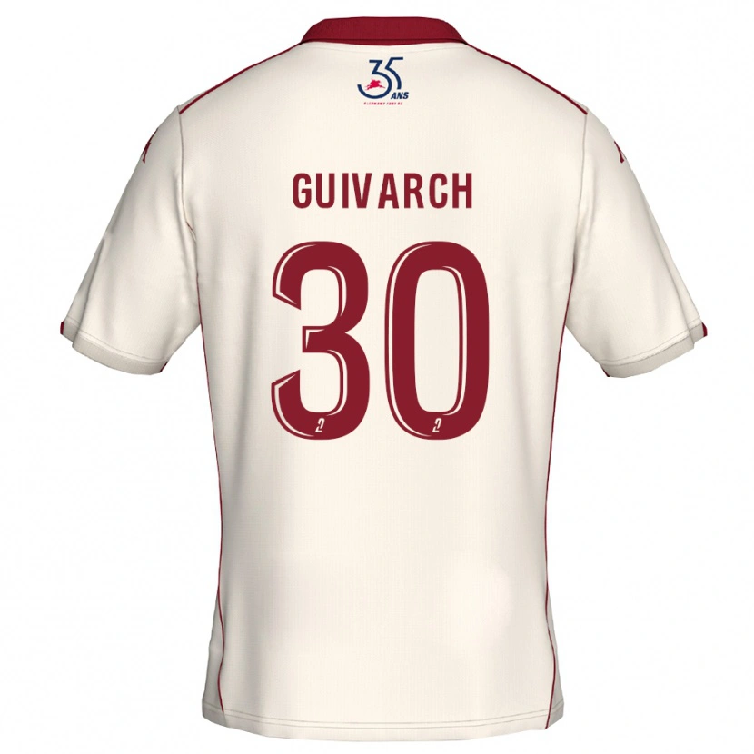 Danxen Homme Maillot Théo Guivarch #30 Blanc Bourgogne Tenues Extérieur 2025/26 T-Shirt