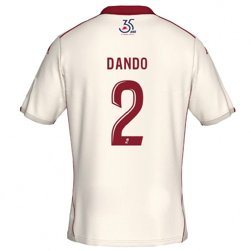 Danxen Homme Maillot Mathis Dando #2 Blanc Bourgogne Tenues Extérieur 2025/26 T-Shirt