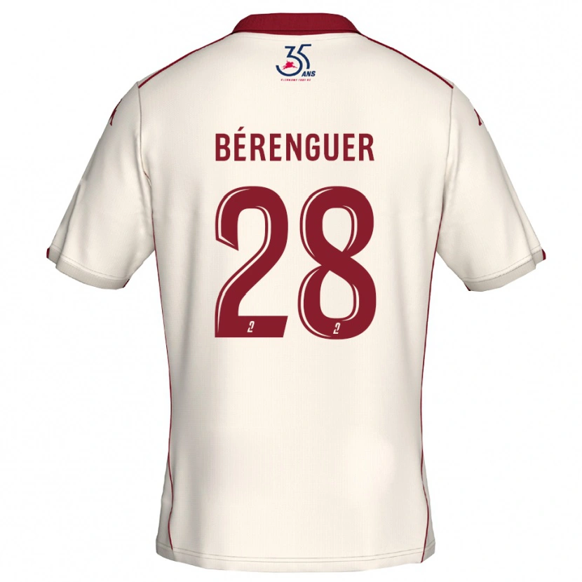 Danxen Homme Maillot Camille Bérenguer #28 Blanc Bourgogne Tenues Extérieur 2025/26 T-Shirt