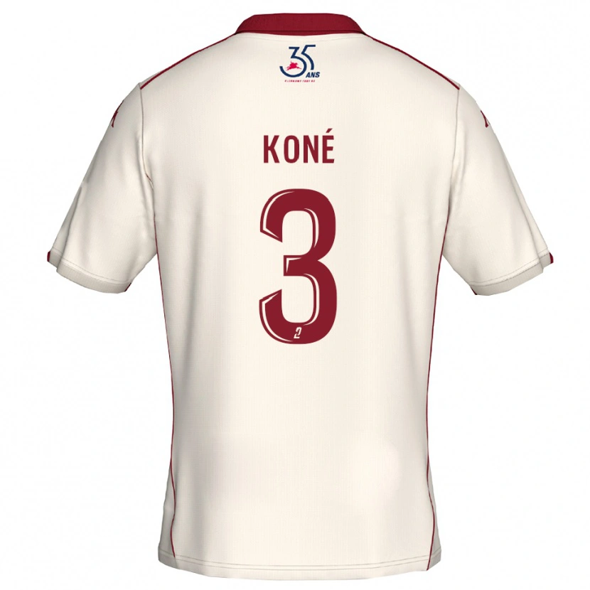 Danxen Homme Maillot Lény Koné #3 Blanc Bourgogne Tenues Extérieur 2025/26 T-Shirt