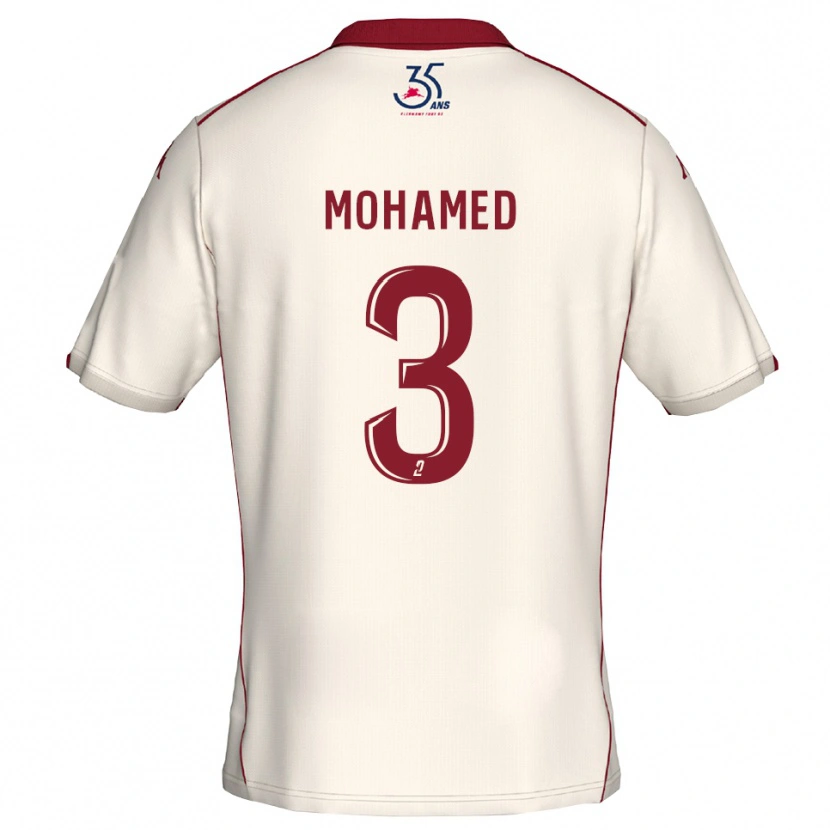 Danxen Homme Maillot Yassine Mohamed #3 Blanc Bourgogne Tenues Extérieur 2025/26 T-Shirt