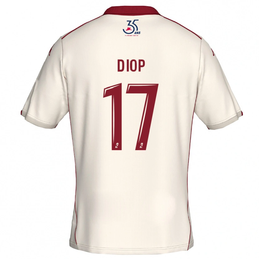 Danxen Homme Maillot Ousmane Diop #17 Blanc Bourgogne Tenues Extérieur 2025/26 T-Shirt