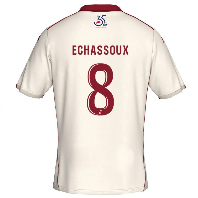 Danxen Homme Maillot Augustin Echassoux #8 Blanc Bourgogne Tenues Extérieur 2025/26 T-Shirt