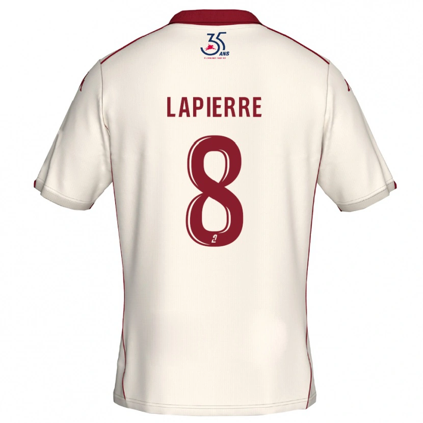 Danxen Homme Maillot Mélody Lapierre #8 Blanc Bourgogne Tenues Extérieur 2025/26 T-Shirt