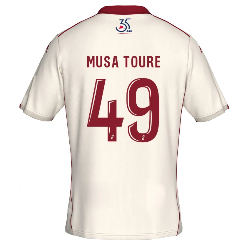 Danxen Homme Maillot Musa Toure #49 Blanc Bourgogne Tenues Extérieur 2025/26 T-Shirt