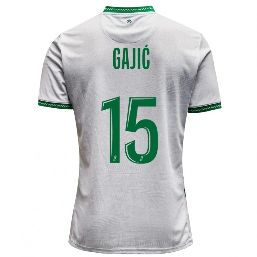 Danxen Homme Maillot Aleksandra Gajić #15 Blanc Vert Tenues Extérieur 2025/26 T-Shirt
