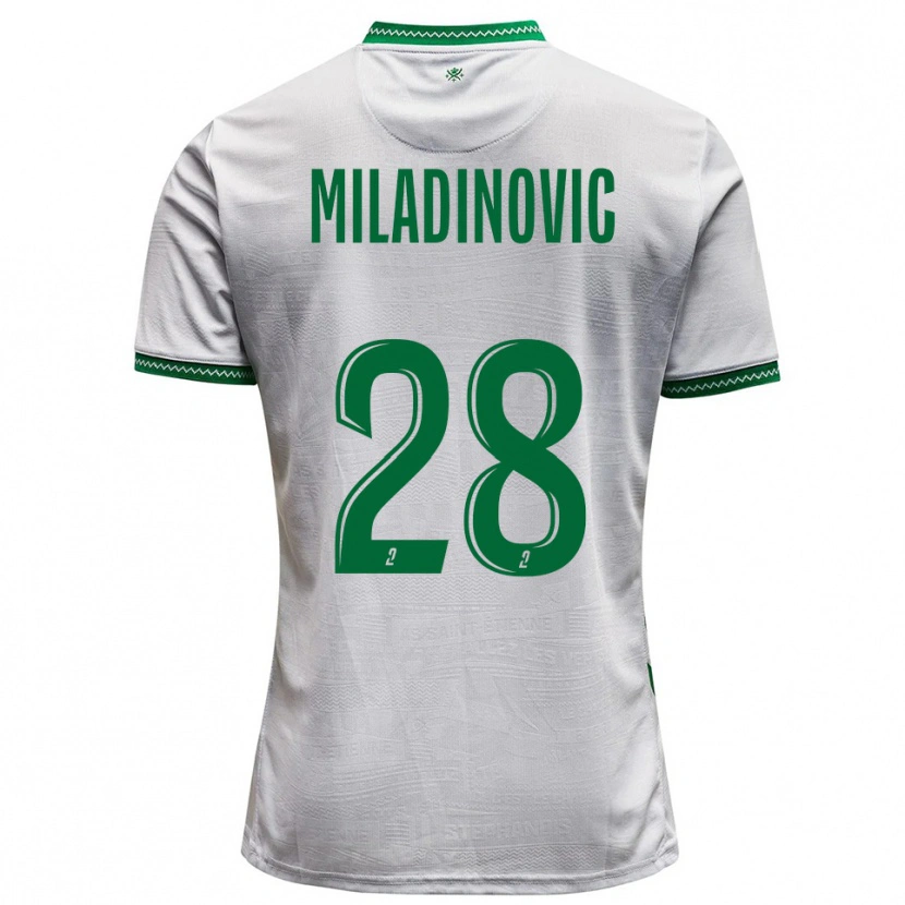 Danxen Homme Maillot Igor Miladinovic #28 Blanc Vert Tenues Extérieur 2025/26 T-Shirt