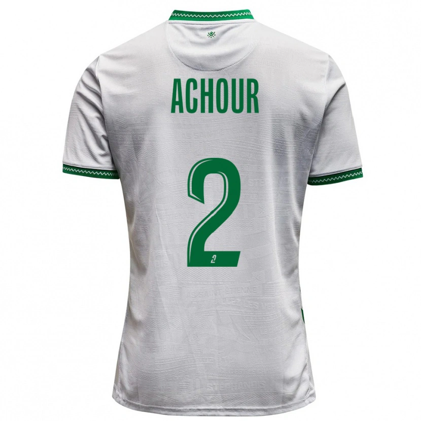 Danxen Homme Maillot Samy Achour #2 Blanc Vert Tenues Extérieur 2025/26 T-Shirt