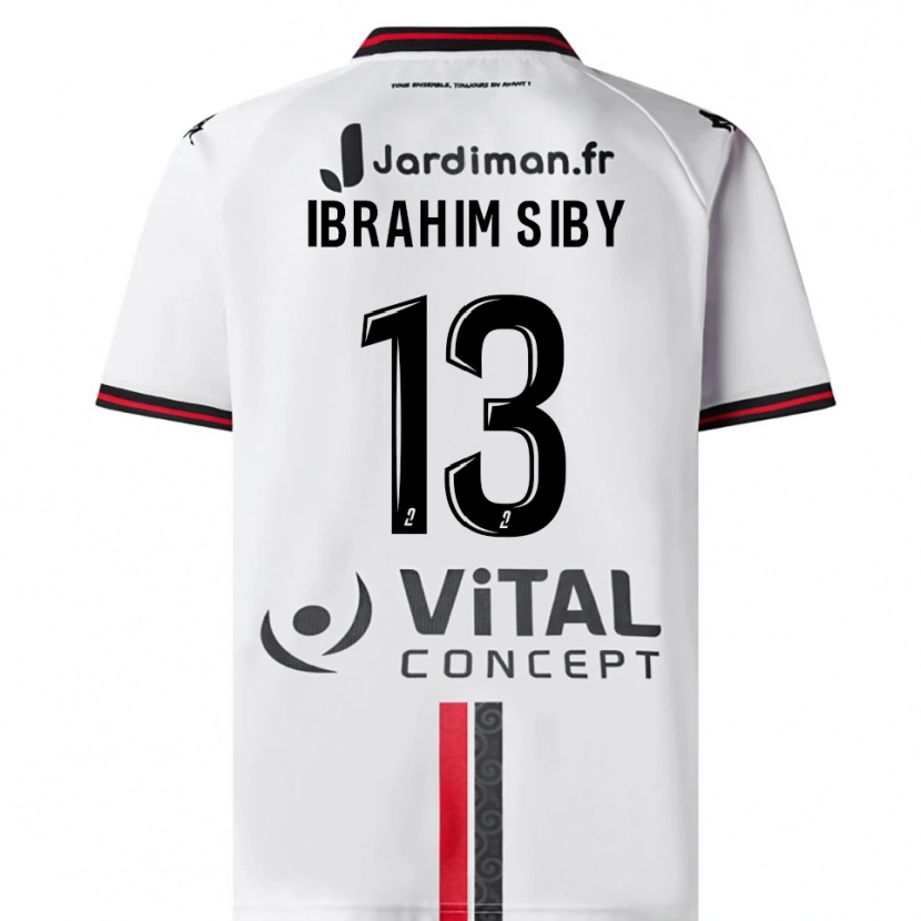 Danxen Homme Maillot Ben Ibrahim Siby #13 Blanc Rouge Tenues Extérieur 2025/26 T-Shirt