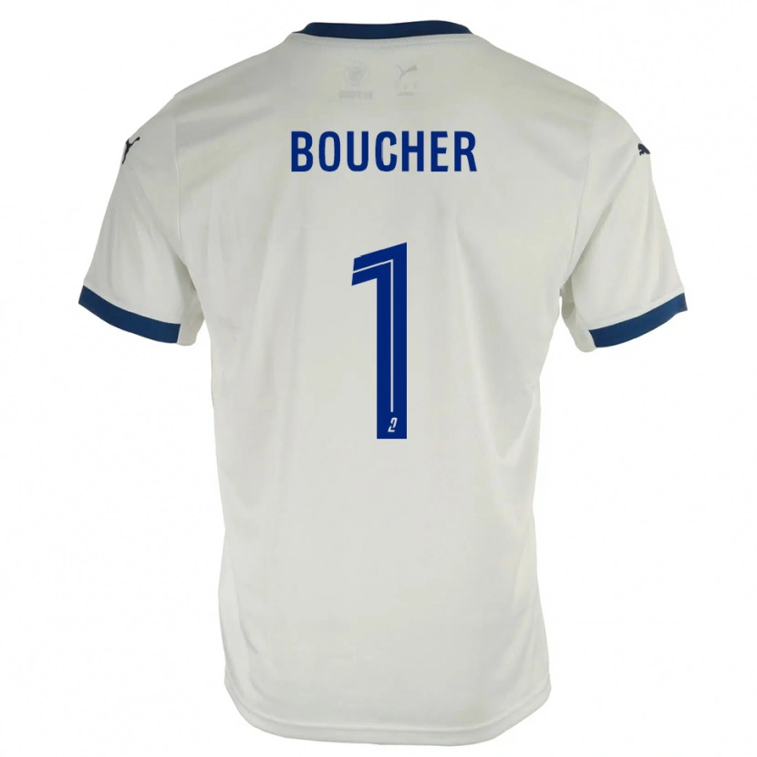Danxen Homme Maillot Zacharie Boucher #1 Blanc Bleu Tenues Extérieur 2025/26 T-Shirt
