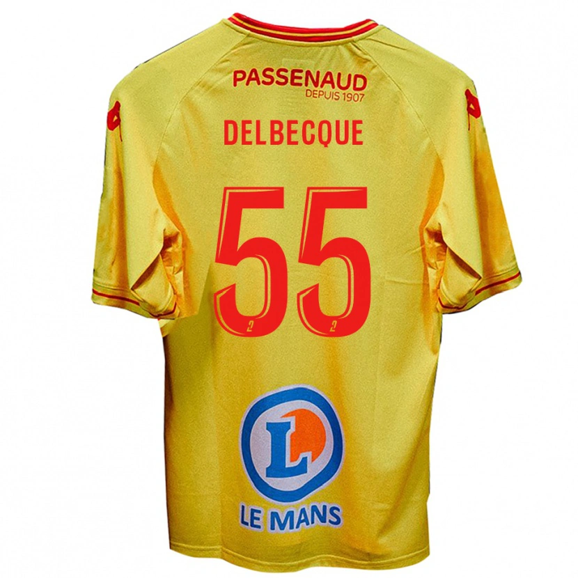 Danxen Homme Maillot Augustin Delbecque #55 Jaune Tenues Extérieur 2025/26 T-Shirt