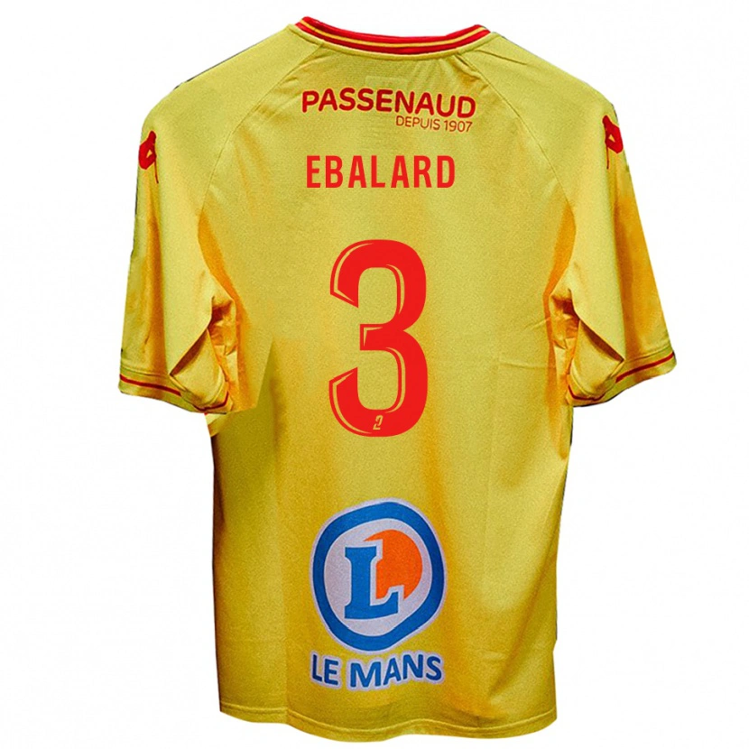 Danxen Homme Maillot Yannick Ebalard #3 Jaune Tenues Extérieur 2025/26 T-Shirt