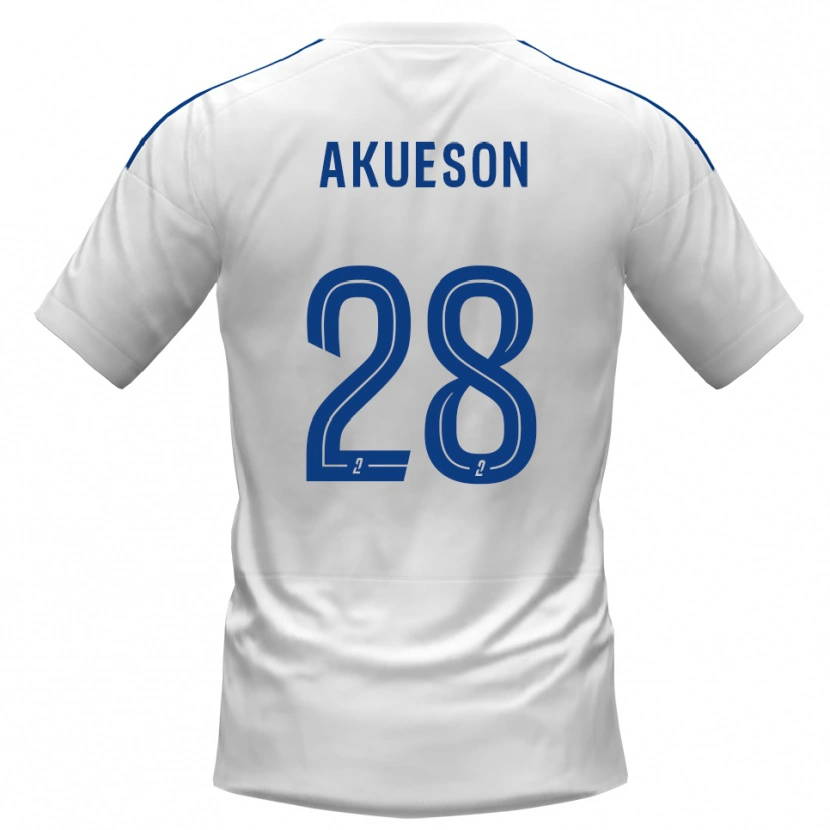 Danxen Homme Maillot Gustave Akueson #28 Blanc Bleu Tenues Extérieur 2025/26 T-Shirt