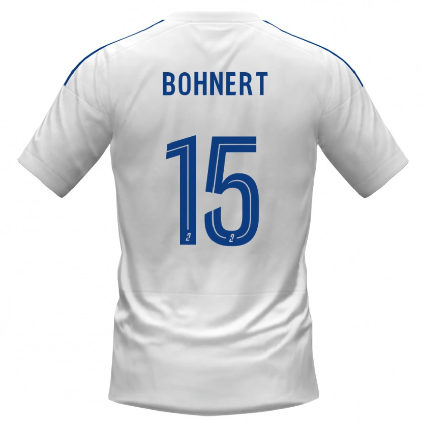 Danxen Homme Maillot Florian Bohnert #15 Blanc Bleu Tenues Extérieur 2025/26 T-Shirt