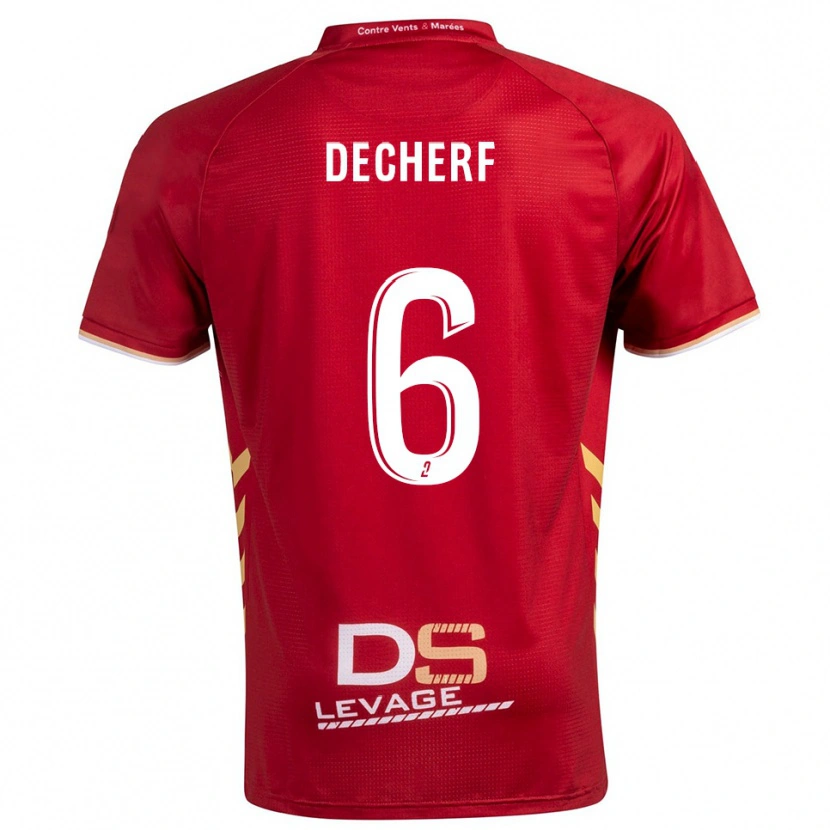 Danxen Homme Maillot Marco Decherf #6 Bourgogne Or Tenues Extérieur 2025/26 T-Shirt
