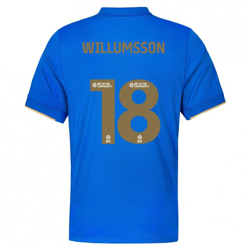 Danxen Femme Maillot Willum Thór Willumsson #18 Bleu Or Tenues Domicile 2025/26 T-Shirt