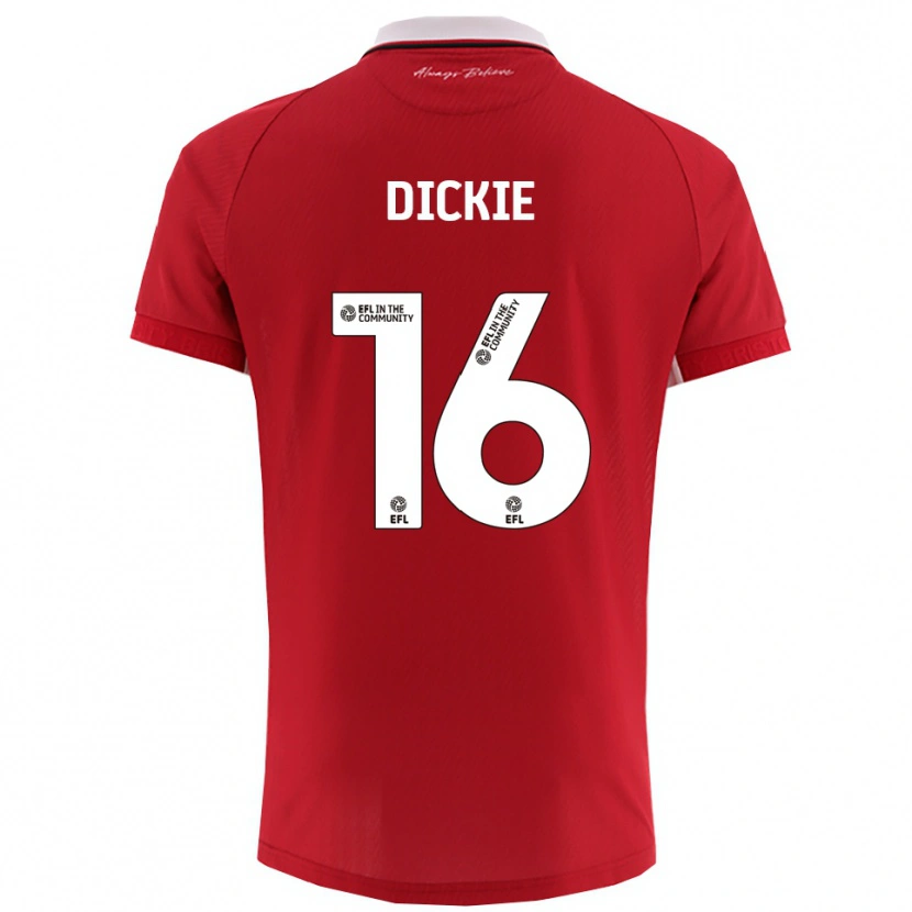 Danxen Femme Maillot Rob Dickie #16 Blanc Rouge Tenues Domicile 2025/26 T-Shirt