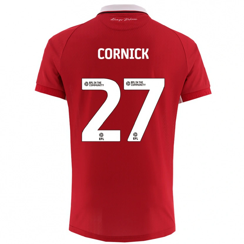 Danxen Femme Maillot Harry Cornick #27 Blanc Rouge Tenues Domicile 2025/26 T-Shirt