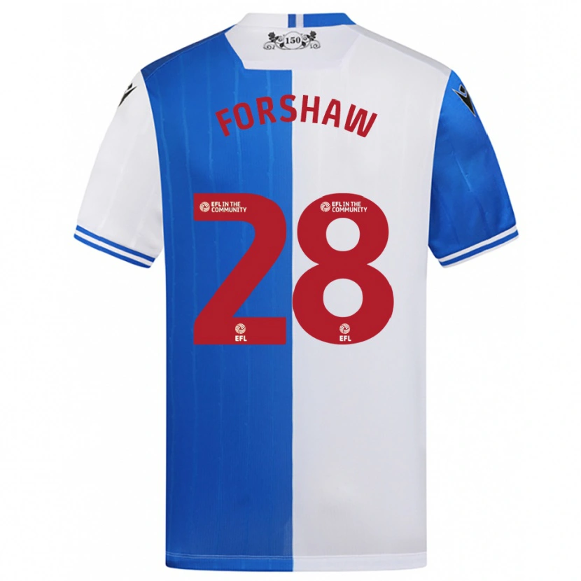 Danxen Femme Maillot Adam Forshaw #28 Bleu Blanc Tenues Domicile 2025/26 T-Shirt
