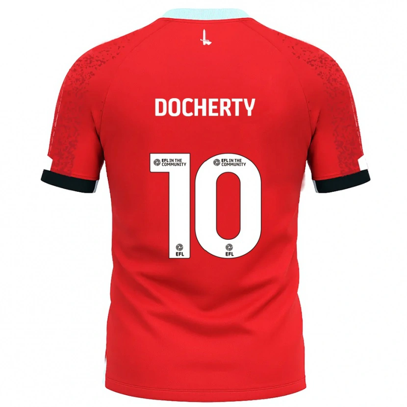 Danxen Femme Maillot Greg Docherty #10 Rouge Blanc Tenues Domicile 2025/26 T-Shirt