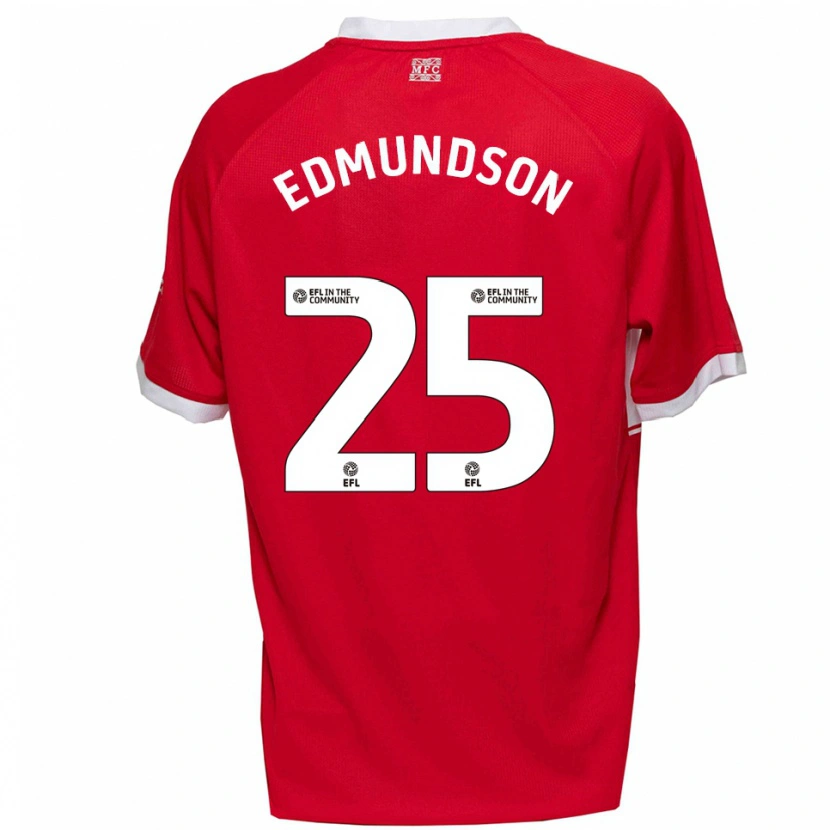 Danxen Femme Maillot George Edmundson #25 Rouge Blanc Tenues Domicile 2025/26 T-Shirt
