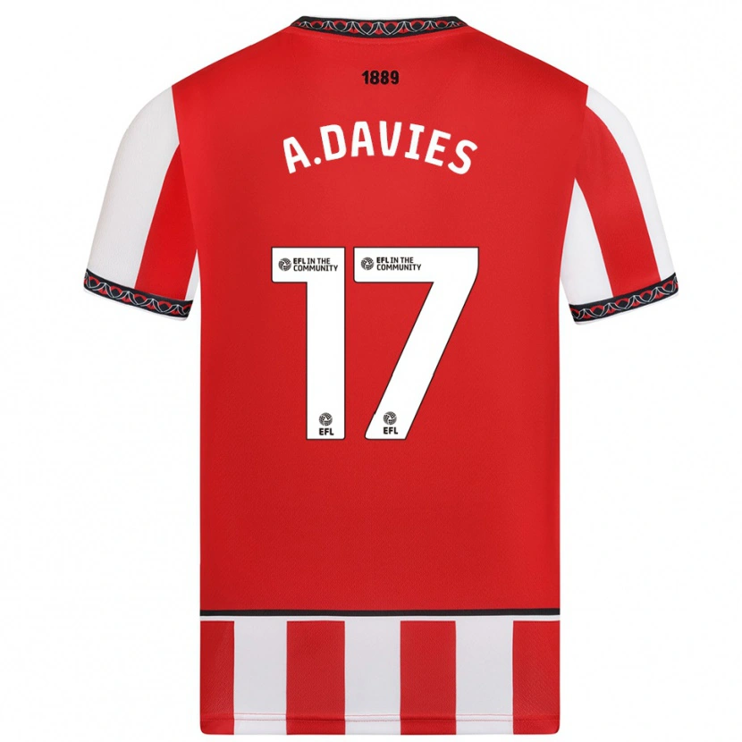 Danxen Femme Maillot Adam Davies #17 Rouge Blanc Tenues Domicile 2025/26 T-Shirt