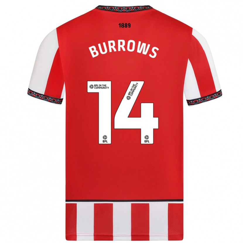 Danxen Femme Maillot Harrison Burrows #14 Rouge Blanc Tenues Domicile 2025/26 T-Shirt