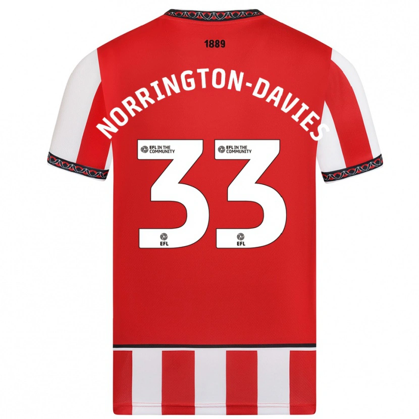 Danxen Femme Maillot Rhys Norrington-Davies #33 Rouge Blanc Tenues Domicile 2025/26 T-Shirt