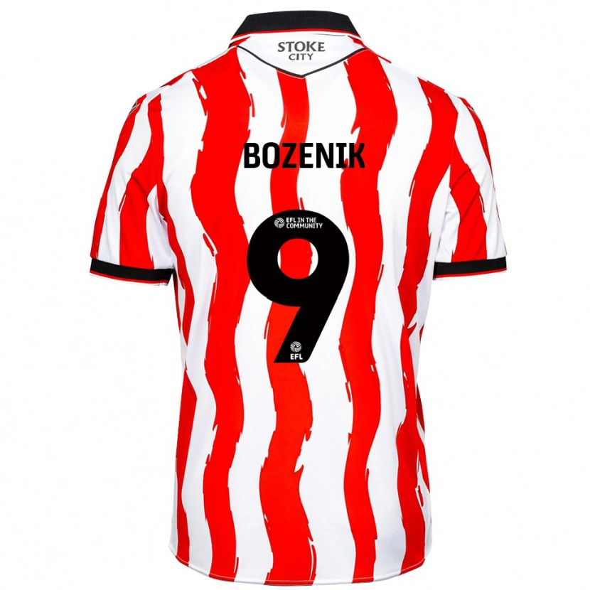 Danxen Femme Maillot Róbert Boženík #9 Blanc Rouge Tenues Domicile 2025/26 T-Shirt