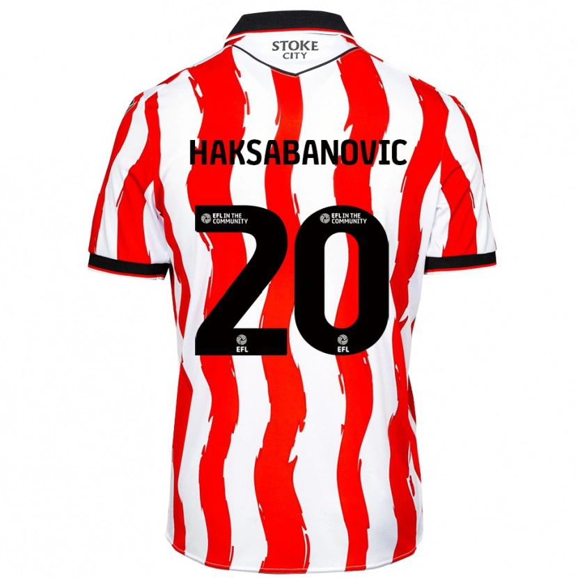 Danxen Femme Maillot Sead Hakšabanović #20 Blanc Rouge Tenues Domicile 2025/26 T-Shirt
